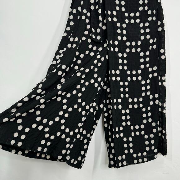 Anthropologie Eva Franco Palazzo Pants Black White Polka Dot Work Boho Size 4 - Picture 4 of 16